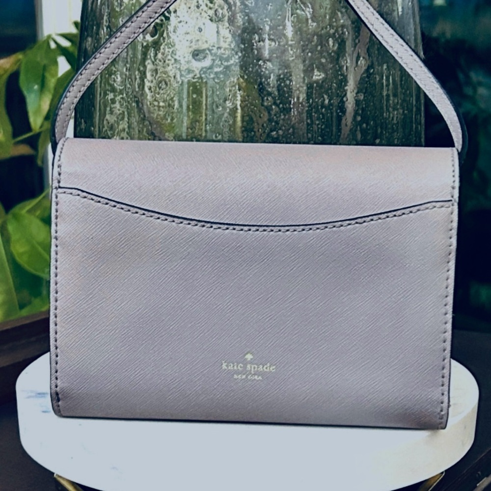 kate spade taupe owl crossbody with gold and cream accents - Picture 6 of 14